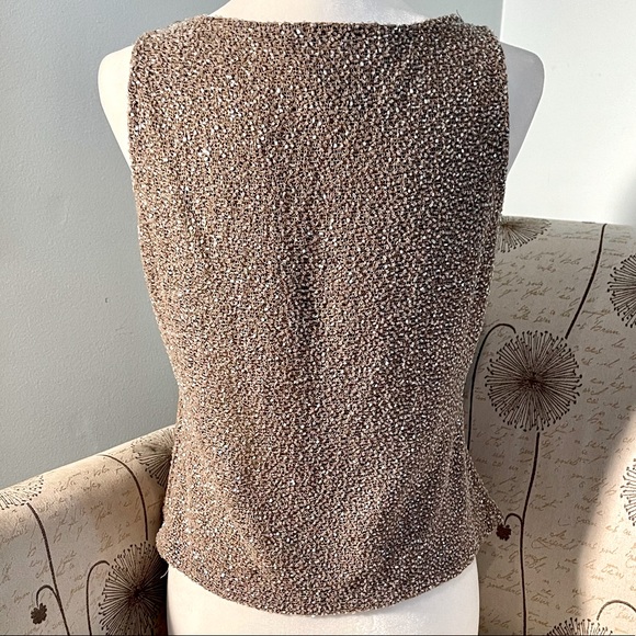 Papell Boutique Evening Vintage Beaded Taupe Top - Picture 6 of 10